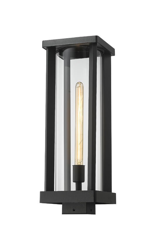 Z-Lite Glenwood 8" 1-Light Black Outdoor Post Mount Fixture With Clear Glass Shade