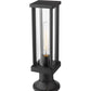 Z-Lite Glenwood 8" W x 16" H 1-Light Black Outdoor Pier Mounted Fixture and Round Pier Mount Hardware With Clear Glass Shade