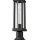 Z-Lite Glenwood 8" W x 16" H 1-Light Black Outdoor Pier Mounted Fixture and Round Pier Mount Hardware With Clear Glass Shade