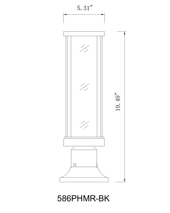 Z-Lite Glenwood 8" W x 16" H 1-Light Black Outdoor Pier Mounted Fixture and Round Pier Mount Hardware With Clear Glass Shade
