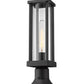 Z-Lite Glenwood 8" W x 16" H 1-Light Black Outdoor Pier Mounted Fixture and Round Pier Mount Hardware With Clear Glass Shade