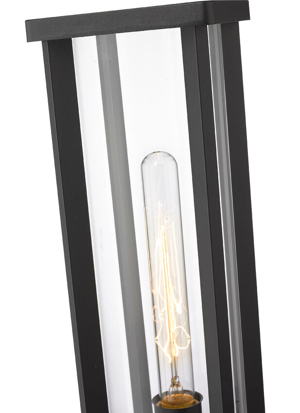 Z-Lite Glenwood 8" W x 16" H 1-Light Black Outdoor Pier Mounted Fixture and Square Pier Mount Hardware With Clear Glass Shade