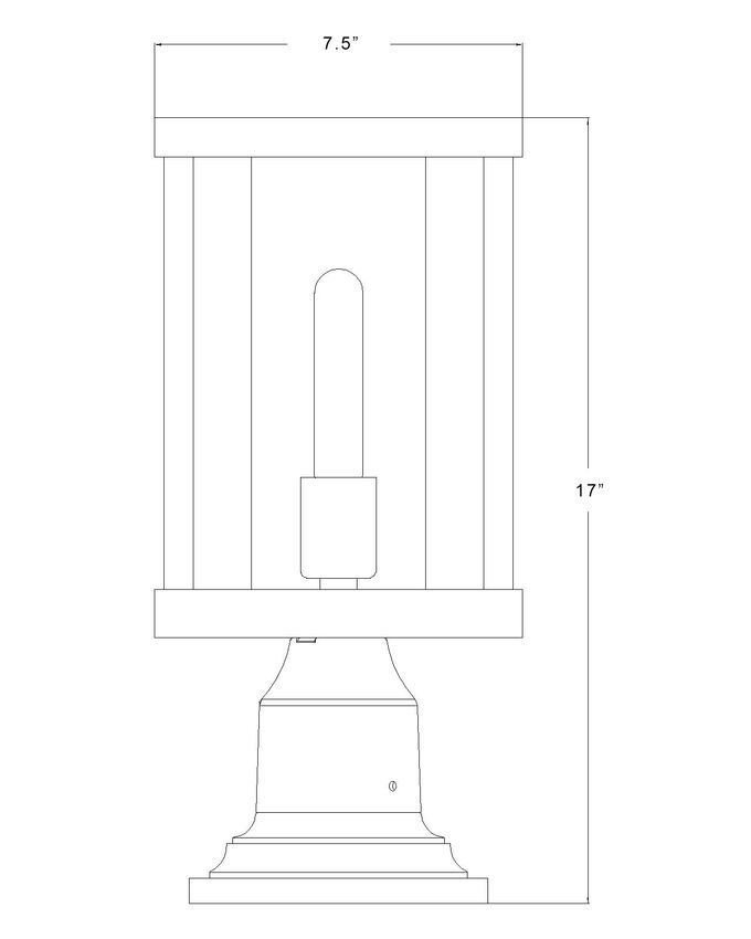 Z-Lite Glenwood 8" W x 16" H 1-Light Black Outdoor Pier Mounted Fixture and Square Pier Mount Hardware With Clear Glass Shade