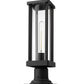 Z-Lite Glenwood 8" W x 16" H 1-Light Black Outdoor Pier Mounted Fixture and Square Pier Mount Hardware With Clear Glass Shade