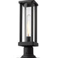 Z-Lite Glenwood 8" W x 16" H 1-Light Black Outdoor Pier Mounted Fixture and Square Pier Mount Hardware With Clear Glass Shade
