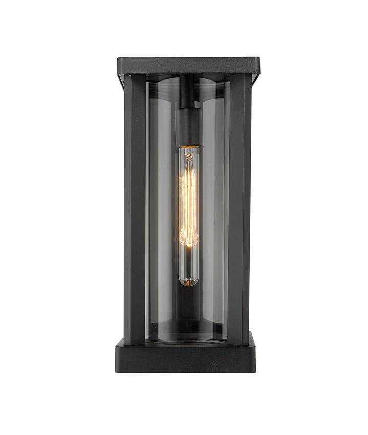 Z-Lite Glenwood 8" W x 17" H 1-Light Black Aluminum Outdoor Wall Sconce With Clear Glass Shade