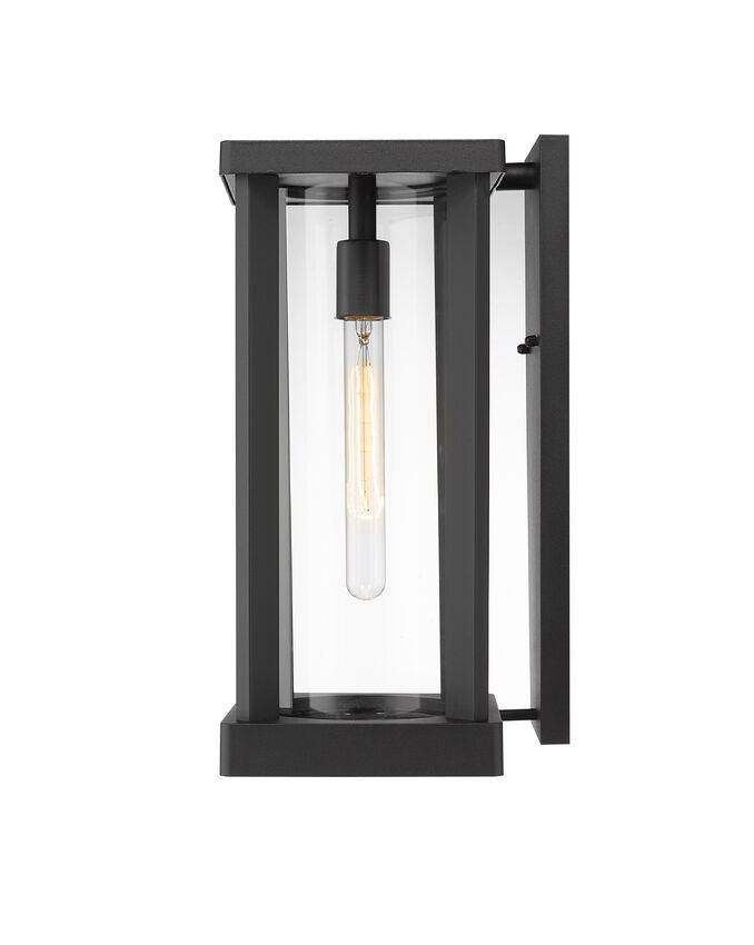 Z-Lite Glenwood 8" W x 17" H 1-Light Black Aluminum Outdoor Wall Sconce With Clear Glass Shade