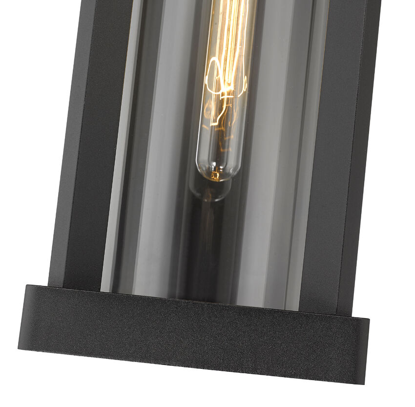 Z-Lite Glenwood 8" W x 17" H 1-Light Black Aluminum Outdoor Wall Sconce With Clear Glass Shade