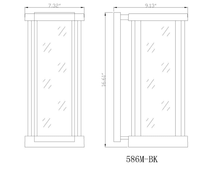 Z-Lite Glenwood 8" W x 17" H 1-Light Black Aluminum Outdoor Wall Sconce With Clear Glass Shade