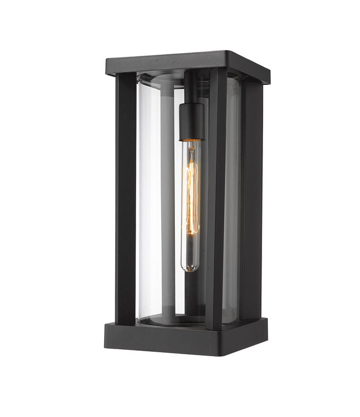 Z-Lite Glenwood 8" W x 17" H 1-Light Black Aluminum Outdoor Wall Sconce With Clear Glass Shade