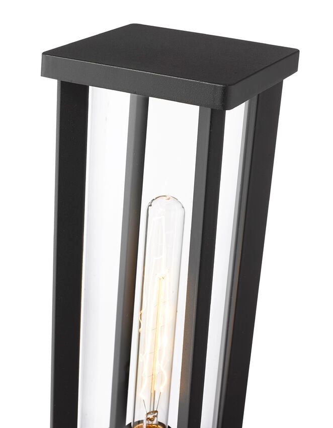 Z-Lite Glenwood 8" W x 18" H 1-Light Black Outdoor Pier Mounted Fixture and Square Pier Mount Hardware With Clear Glass Shade