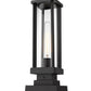 Z-Lite Glenwood 8" W x 18" H 1-Light Black Outdoor Pier Mounted Fixture and Square Pier Mount Hardware With Clear Glass Shade
