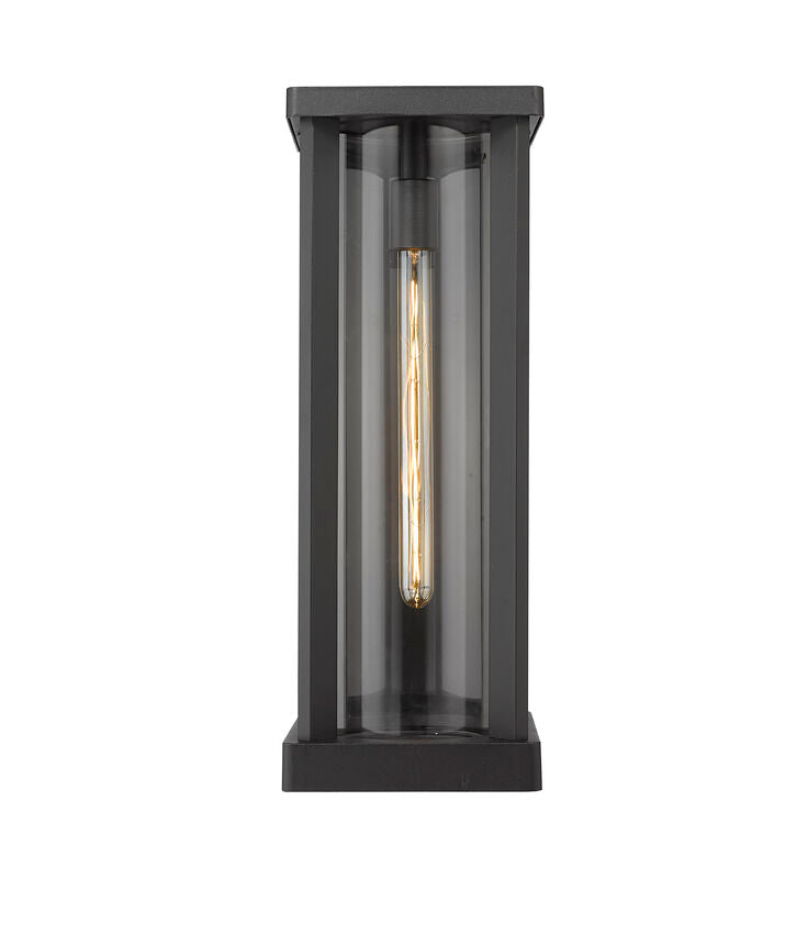 Z-Lite Glenwood 8" W x 20" H 1-Light Black Aluminum Outdoor Wall Sconce With Clear Glass Shade