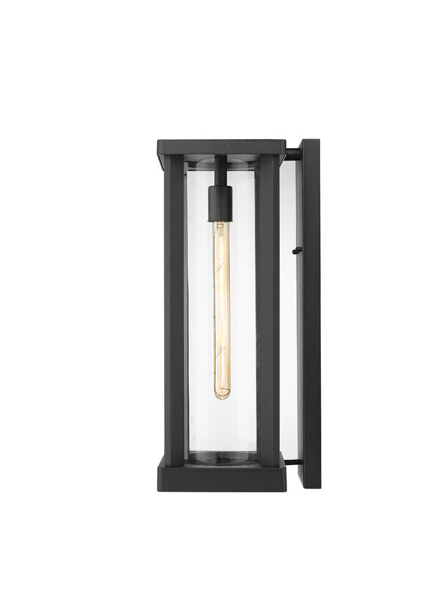 Z-Lite Glenwood 8" W x 20" H 1-Light Black Aluminum Outdoor Wall Sconce With Clear Glass Shade