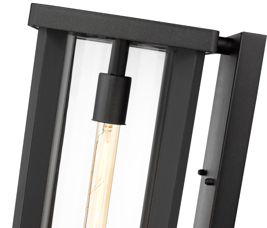 Z-Lite Glenwood 8" W x 20" H 1-Light Black Aluminum Outdoor Wall Sconce With Clear Glass Shade