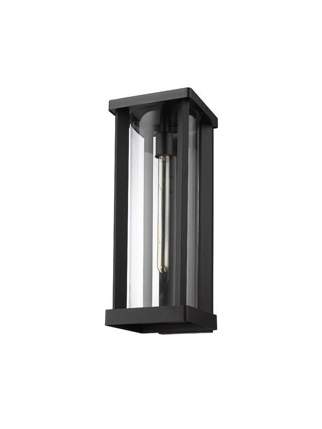 Z-Lite Glenwood 8" W x 20" H 1-Light Black Aluminum Outdoor Wall Sconce With Clear Glass Shade