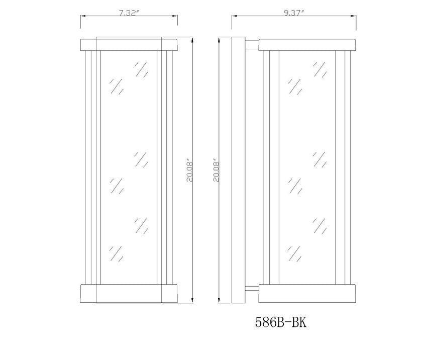 Z-Lite Glenwood 8" W x 20" H 1-Light Black Aluminum Outdoor Wall Sconce With Clear Glass Shade