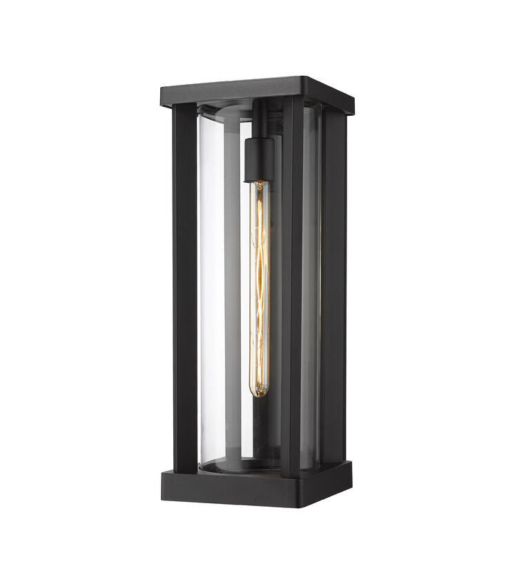 Z-Lite Glenwood 8" W x 20" H 1-Light Black Aluminum Outdoor Wall Sconce With Clear Glass Shade