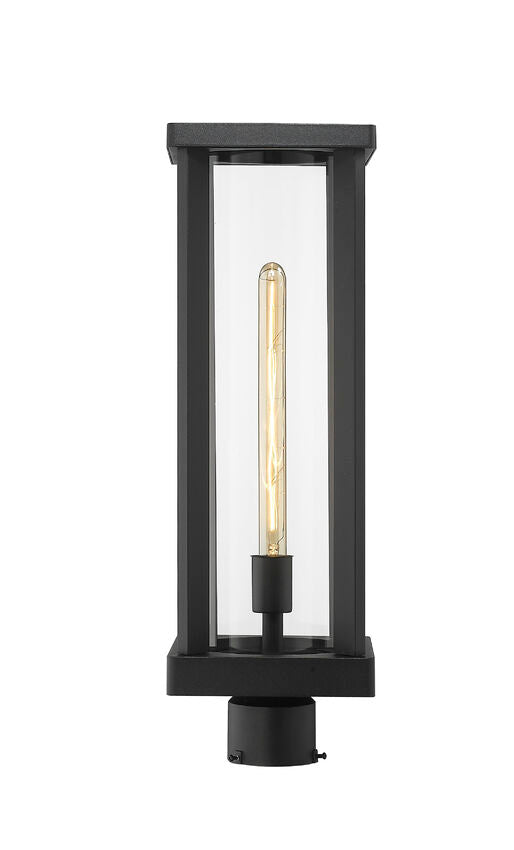 Z-Lite Glenwood 8" W x 20" H 1-Light Black Outdoor Post Mount Fixture With Clear Glass Shade