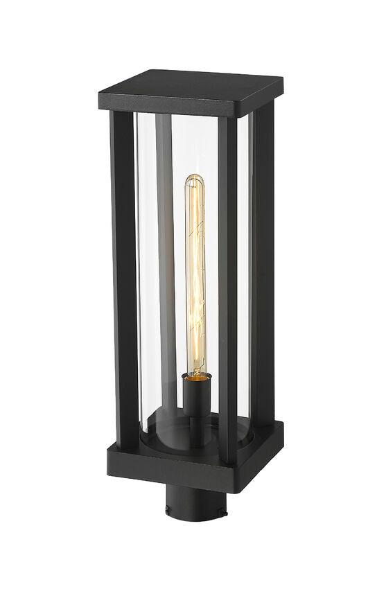 Z-Lite Glenwood 8" W x 20" H 1-Light Black Outdoor Post Mount Fixture With Clear Glass Shade