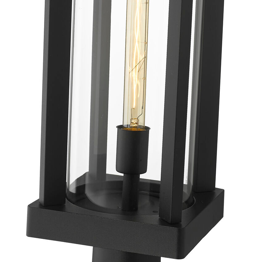Z-Lite Glenwood 8" W x 20" H 1-Light Black Outdoor Post Mount Fixture With Clear Glass Shade