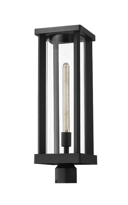 Z-Lite Glenwood 8" W x 20" H 1-Light Black Outdoor Post Mount Fixture With Clear Glass Shade