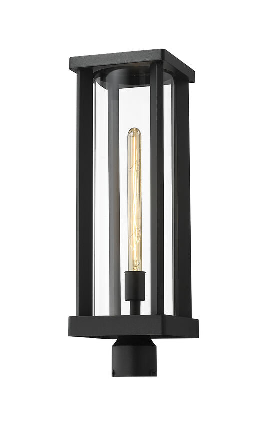 Z-Lite Glenwood 8" W x 20" H 1-Light Black Outdoor Post Mount Fixture With Clear Glass Shade