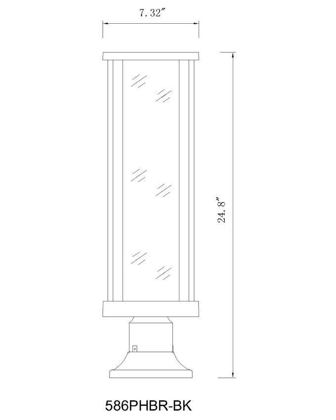 Z-Lite Glenwood 8" W x 22" H 1-Light Black Outdoor Pier Mounted Fixture and Round Pier Mount Hardware With Clear Glass Shade