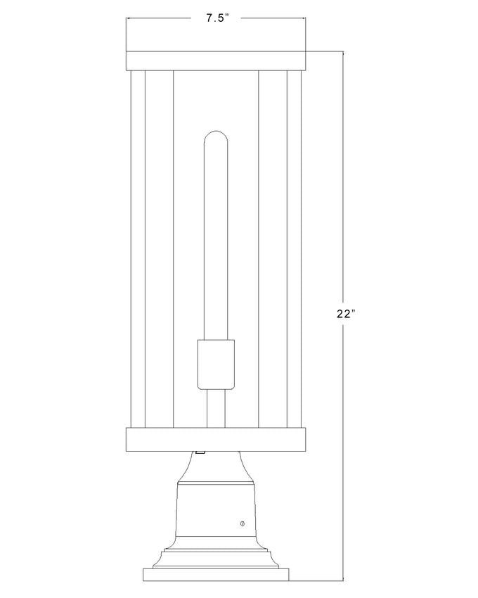 Z-Lite Glenwood 8" W x 22" H 1-Light Black Outdoor Pier Mounted Fixture and Square Pier Mount Hardware With Clear Glass Shade