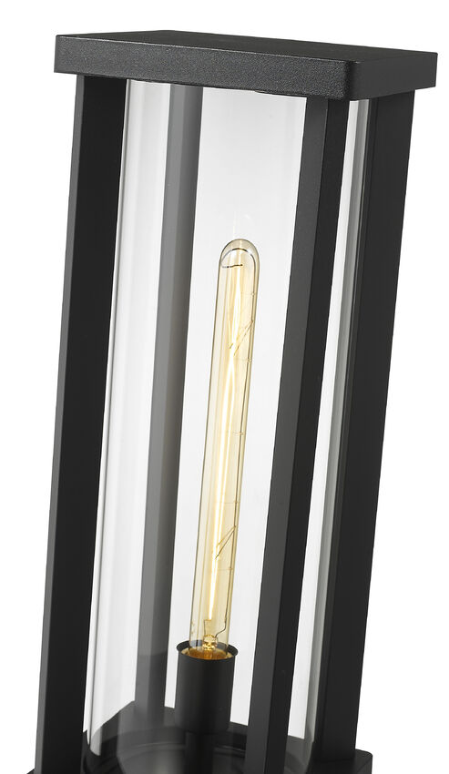 Z-Lite Glenwood 8" W x 23" H 1-Light Black Outdoor Pier Mounted Fixture and Square Pier Mount Hardware With Clear Glass Shade