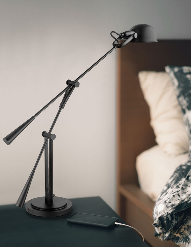 Z-Lite Grammercy Park 10" 1-Light Matte Black Steel Table Lamp