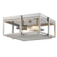 Z-Lite Halcyon 14" 2-Light Bronze and Heritage Brass Square Frame Steel Flush Mount Lighting