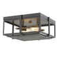 Z-Lite Halcyon 14" 2-Light Bronze and Heritage Brass Square Frame Steel Flush Mount Lighting