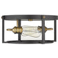 Z-Lite Halcyon 14" 2-Light Bronze and Heritage Brass Steel Flush Mount Lighting