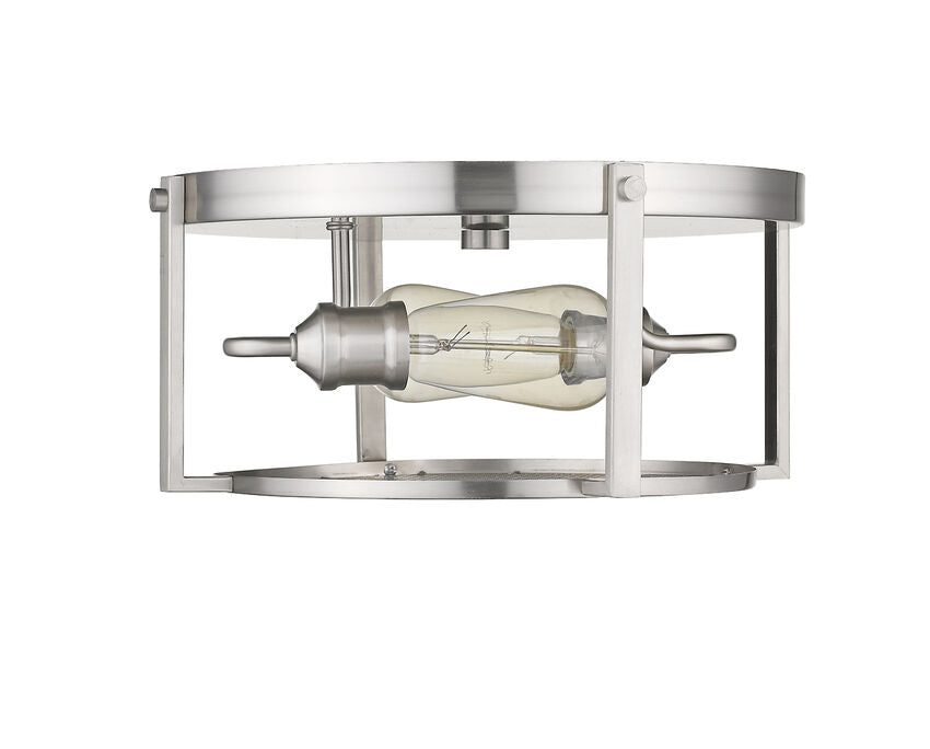 Z-Lite Halcyon 14" 2-Light Brushed Nickel Steel Flush Mount Lighting