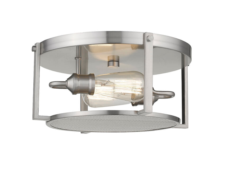 Z-Lite Halcyon 14" 2-Light Brushed Nickel Steel Flush Mount Lighting