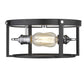 Z-Lite Halcyon 14" 2-Light Matte Black and Brass Steel Flush Mount Lighting