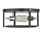 Z-Lite Halcyon 14" 2-Light Matte Black and Brass Steel Flush Mount Lighting