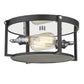 Z-Lite Halcyon 14" 2-Light Matte Black and Brass Steel Flush Mount Lighting