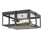 Z-Lite Halcyon 14" 2-Light Matte Black and Chrome Square Frame Steel Flush Mount Lighting