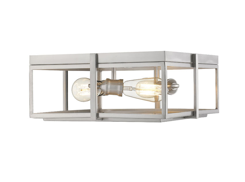 Z-Lite Halcyon 16" 3-Light Brushed Nickel Square Frame Steel Flush Mount Lighting