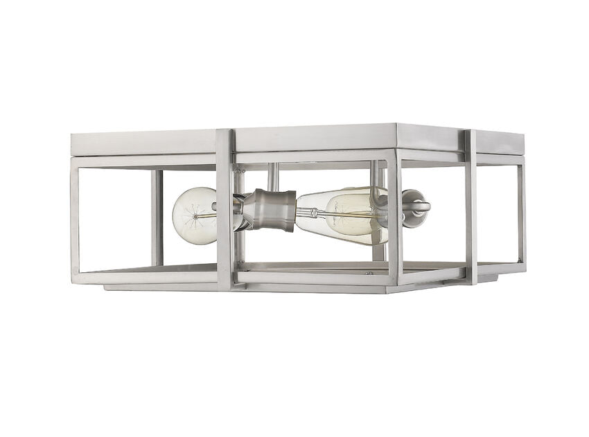 Z-Lite Halcyon 16" 3-Light Brushed Nickel Square Frame Steel Flush Mount Lighting