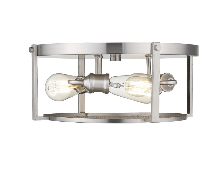 Z-Lite Halcyon 16" 3-Light Brushed Nickel Steel Flush Mount Lighting