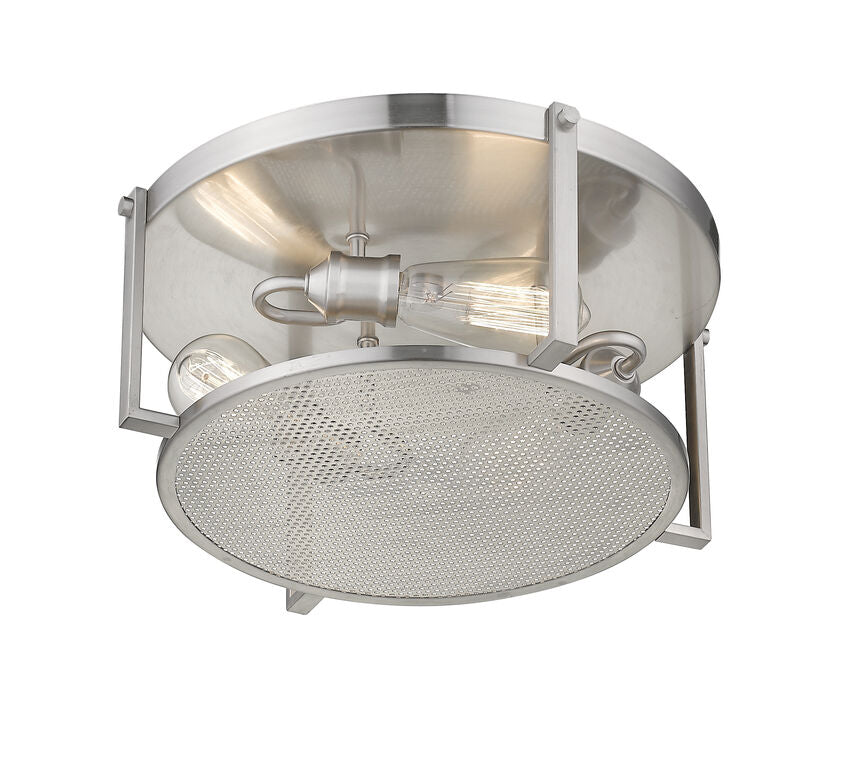 Z-Lite Halcyon 16" 3-Light Brushed Nickel Steel Flush Mount Lighting