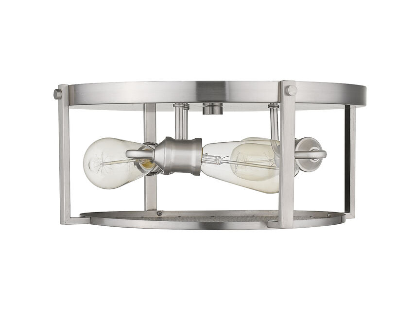 Z-Lite Halcyon 16" 3-Light Brushed Nickel Steel Flush Mount Lighting