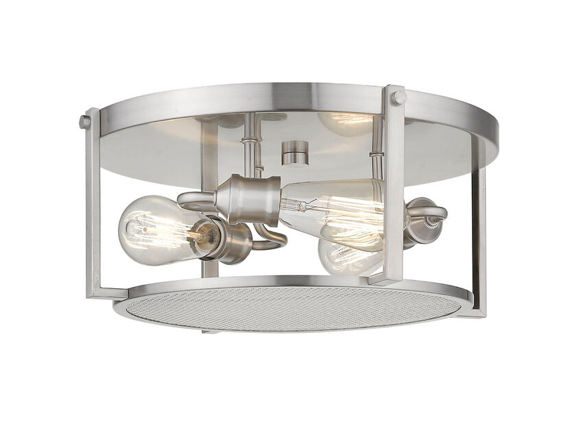 Z-Lite Halcyon 16" 3-Light Brushed Nickel Steel Flush Mount Lighting