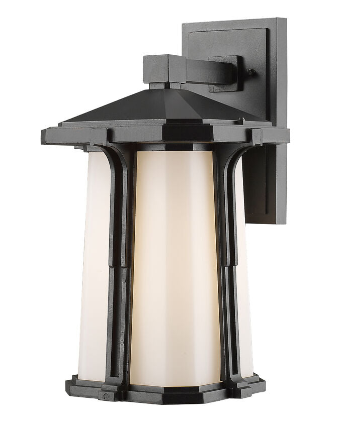 Z-Lite Harbor Lane 10" 1-Light Black Outdoor Wall Sconce With Matte Opal Glass Shade
