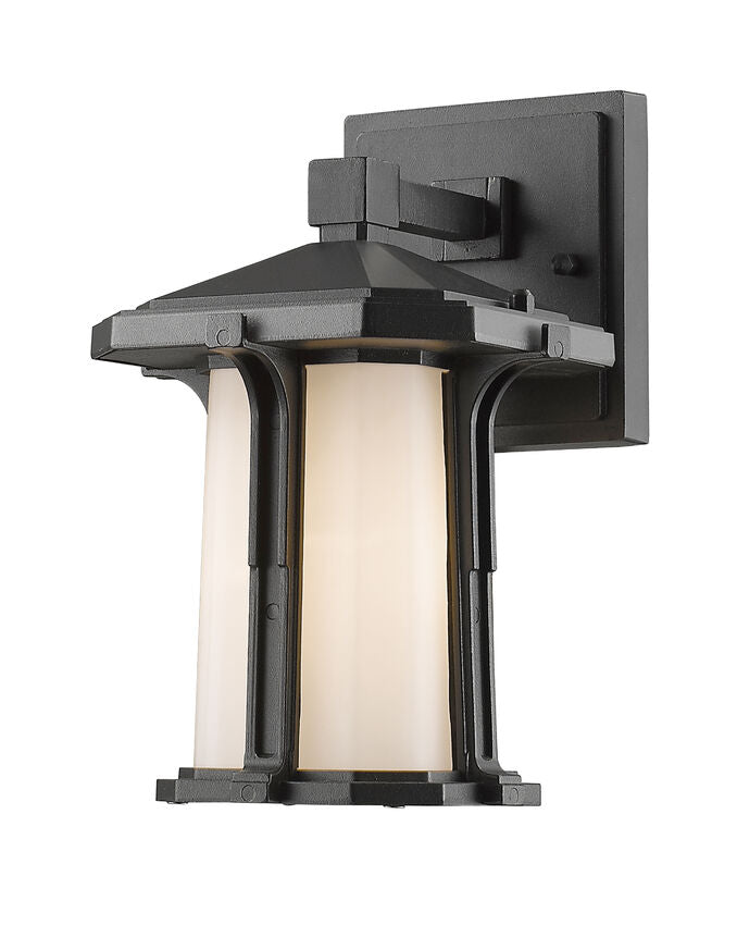 Z-Lite Harbor Lane 7" 1-Light Black Outdoor Wall Sconce With Matte Opal Glass Shade