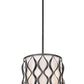 Z-Lite Harden 12" 3-Light Matte Black and White Fabric Shade Pendant Light