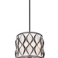 Z-Lite Harden 12" 3-Light Matte Black and White Fabric Shade Pendant Light